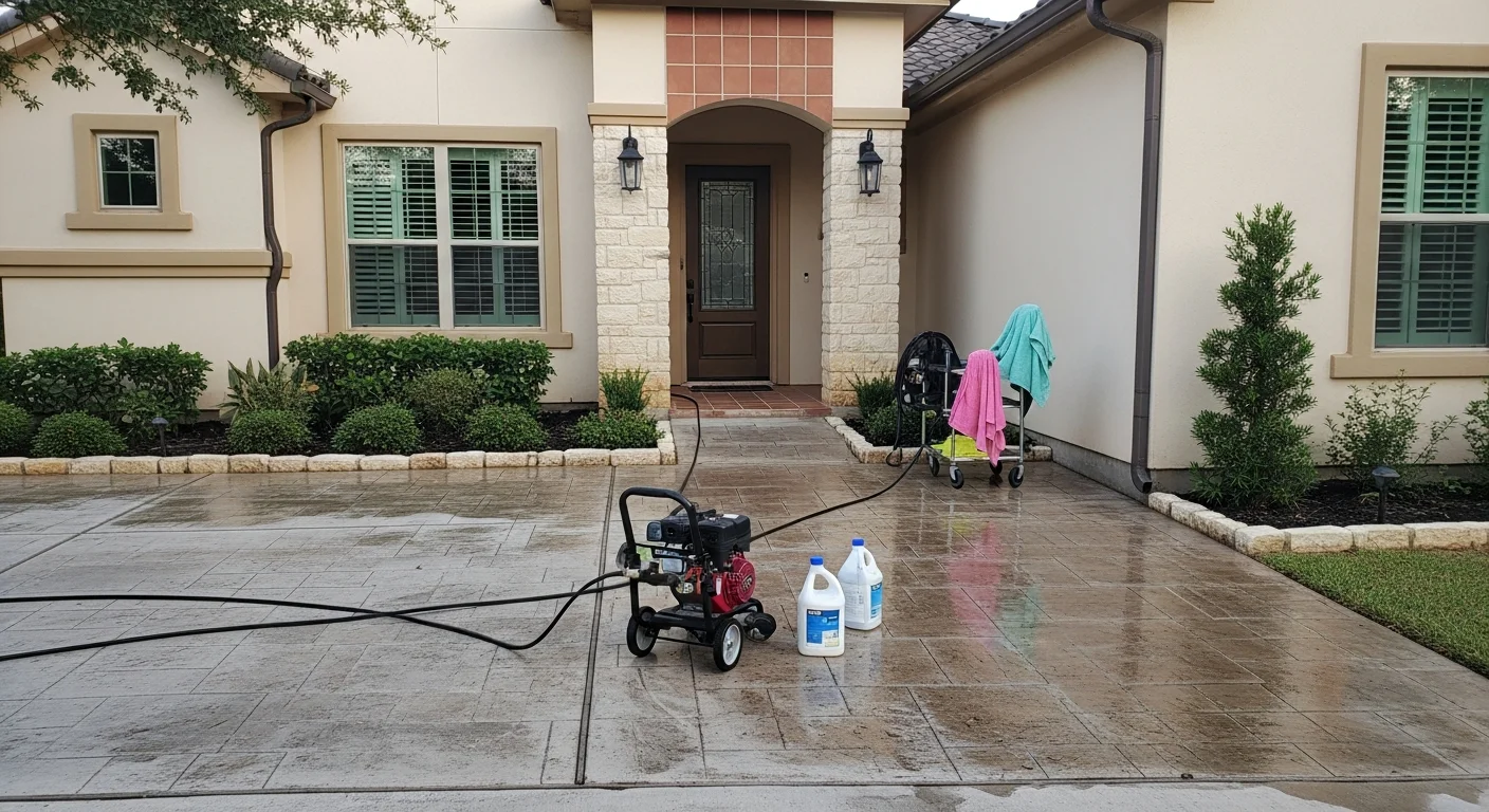 Professional cleaner wiping down kitchen countertop