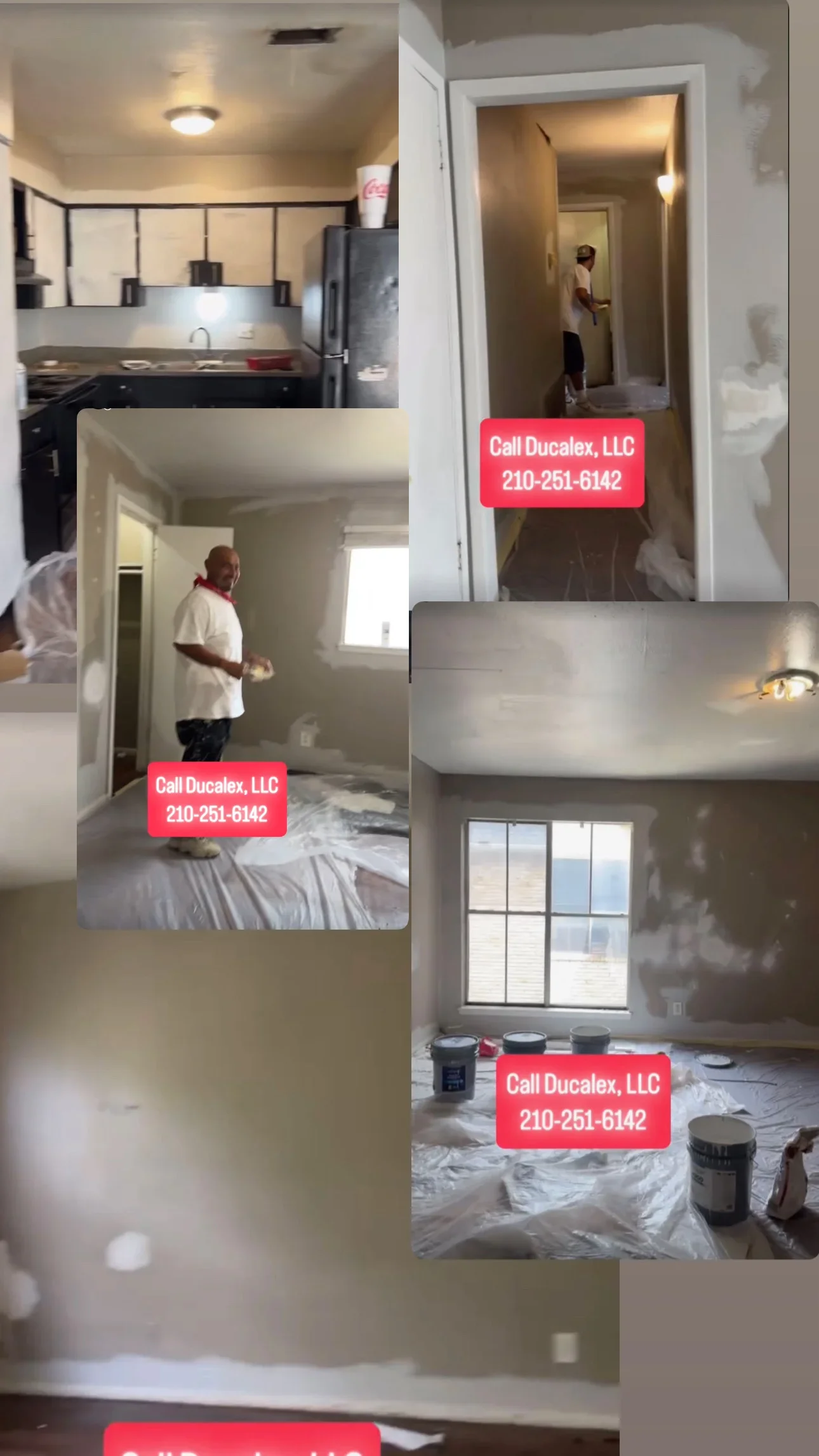 Drywall installation and finishing in residential interior spaces with primer and tape visible