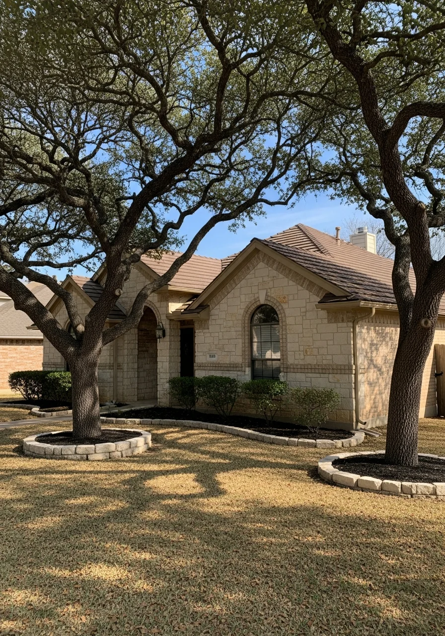 Portrait view of an east-side San Antonio home with characteristic neighborhood architecture and landscaping.